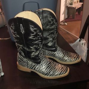 Roper Zebra Glitter Boots